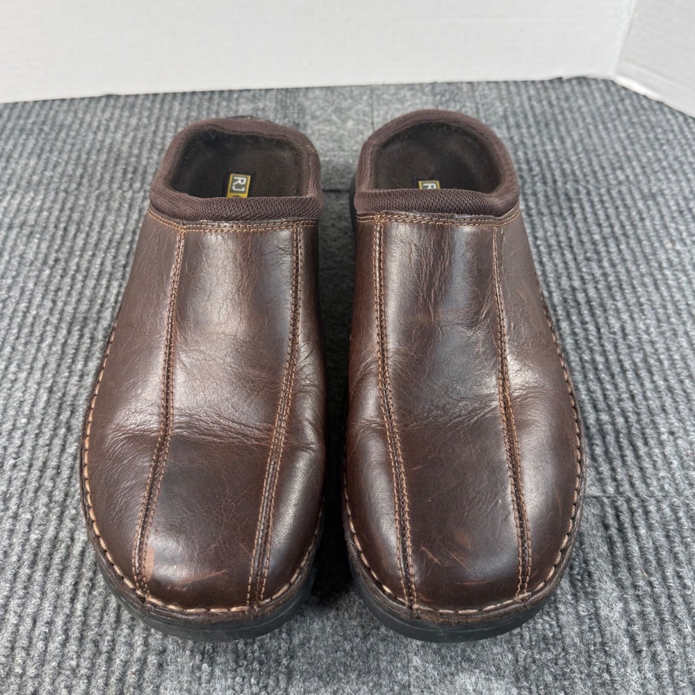 RJ Colt Uncle Mens Brown Leather Clogs Slip On Mules Casual Shoes Size 11M